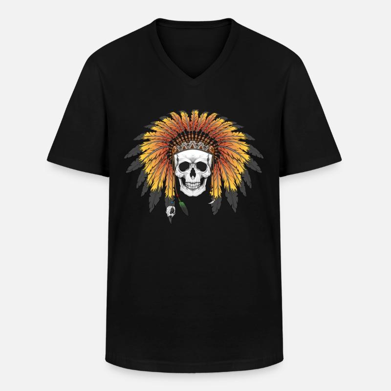 Indischer Schädel - Männer-T-Shirt mit V-Ausschnitt - Schwarz