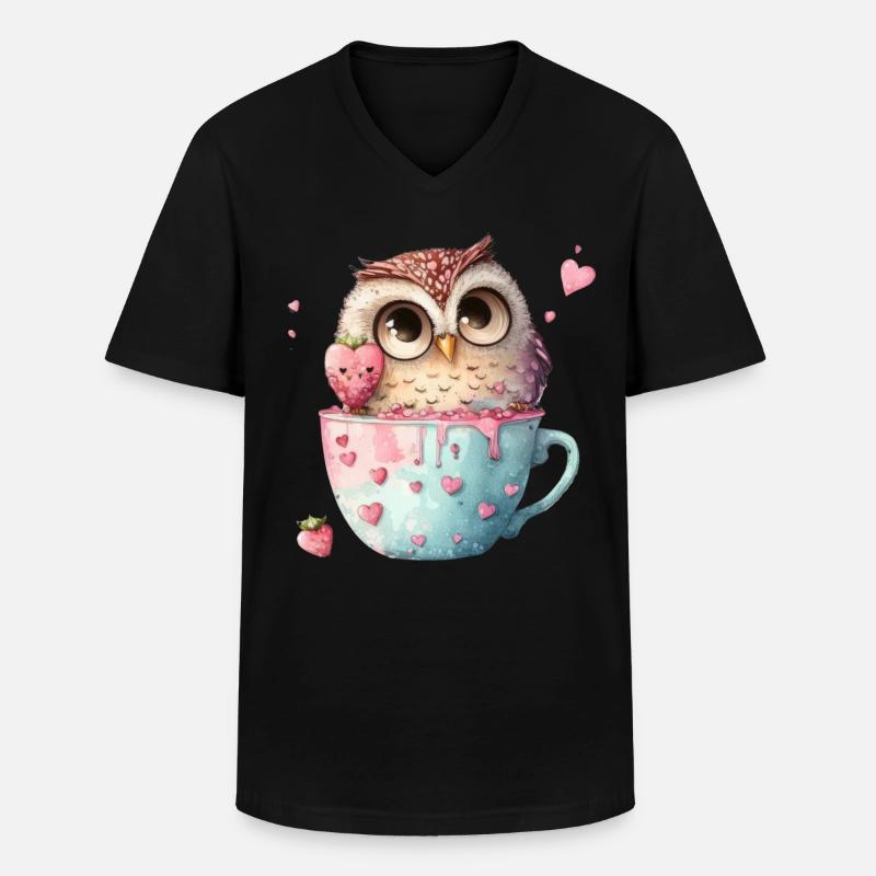 Eule Eulen - Männer-T-Shirt mit V-Ausschnitt - Schwarz
