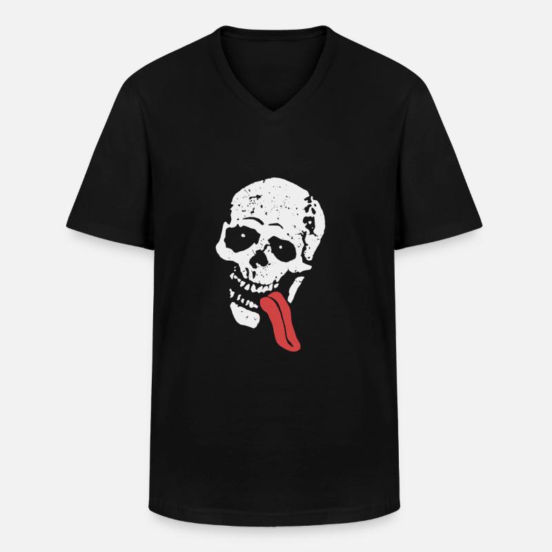 JESSE SCHÄDEL - Männer-T-Shirt mit V-Ausschnitt - Schwarz