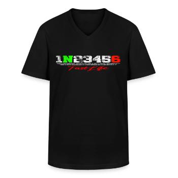 1N23456 Fast Life - Männer-T-Shirt mit V-Ausschnitt - Schwarz - Vorne - AI Model Male 178 dark (178cm)