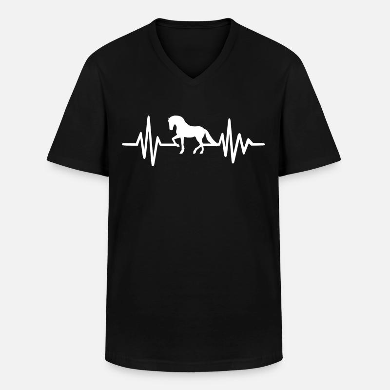 Pferde-Herzfrequenz-Reiten - Männer-T-Shirt mit V-Ausschnitt - Schwarz