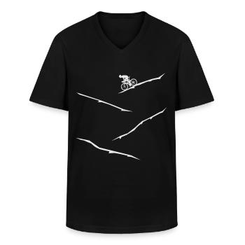 Rennfahrrad an Single speed da Alpen am Berg MTB - Männer-T-Shirt mit V-Ausschnitt - Schwarz - Vorne - AI Model Male 178 dark (178cm)