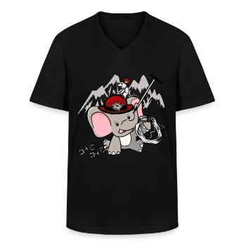 Tiroler Elefant Bergsteiger klettern Maus Alpen - Männer-T-Shirt mit V-Ausschnitt - Schwarz - Vorne - AI Model Male 178 dark (178cm)
