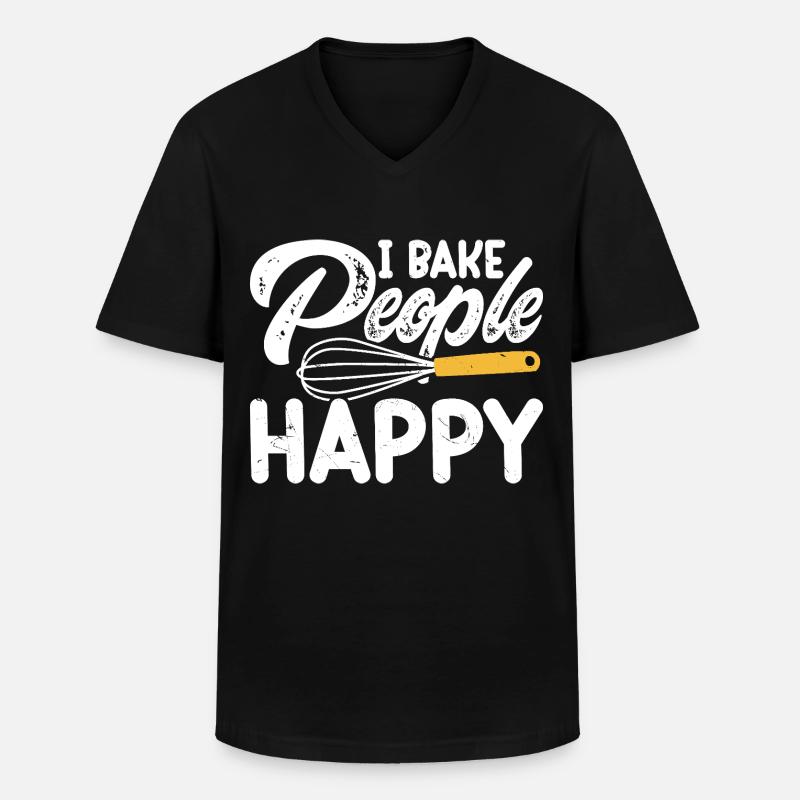 Backen Bäcker Bäckerei - Männer-T-Shirt mit V-Ausschnitt - Schwarz