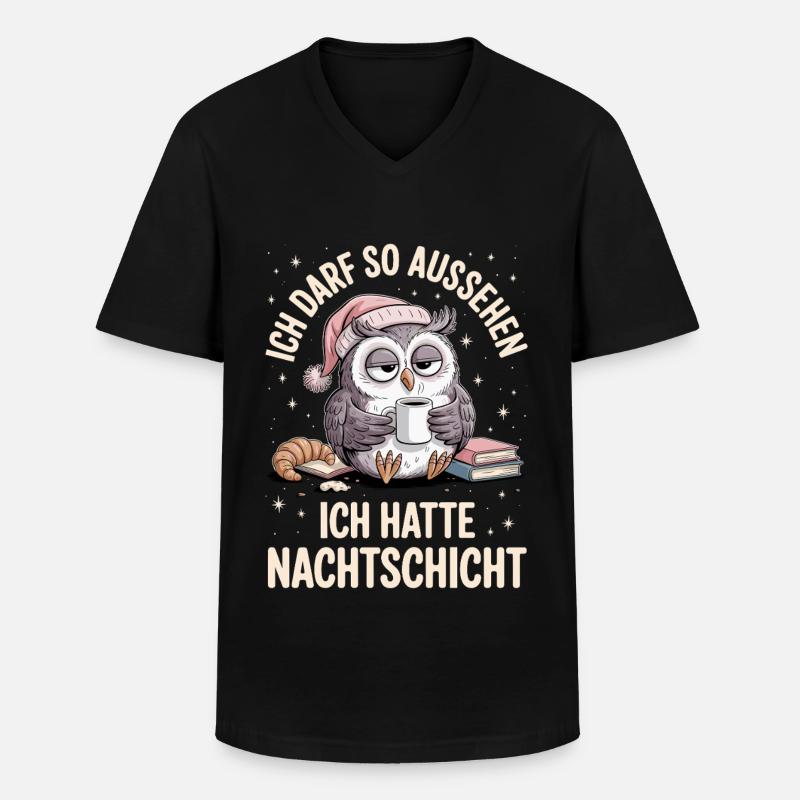 Nachtschicht Nachtdienst Krankenschwester Eule - Männer-T-Shirt mit V-Ausschnitt - Schwarz