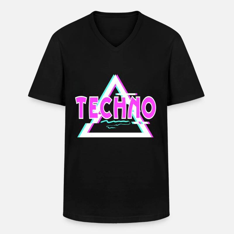 Techno - Männer-T-Shirt mit V-Ausschnitt - Schwarz