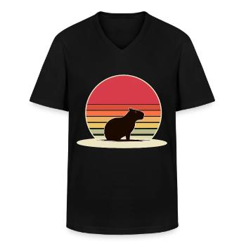 Capybara - Männer-T-Shirt mit V-Ausschnitt - Schwarz - Vorne - AI Model Male 178 dark (178cm)