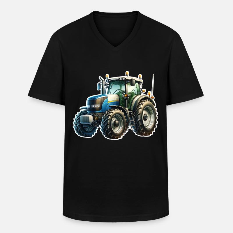 Traktor - Männer-T-Shirt mit V-Ausschnitt - Schwarz