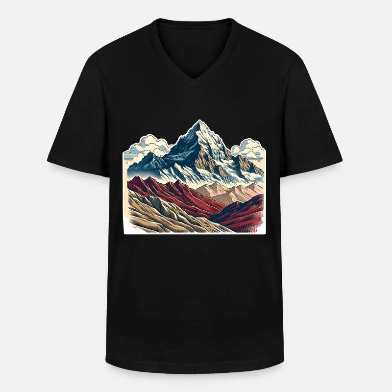 Berge - Männer-T-Shirt mit V-Ausschnitt - Schwarz