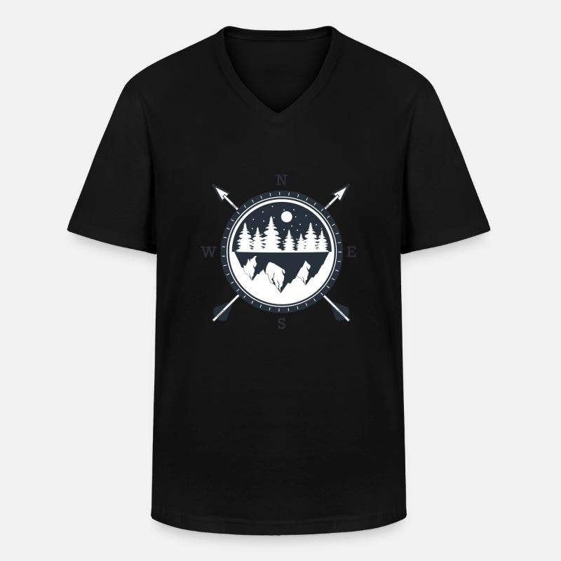 Kompass - Männer-T-Shirt mit V-Ausschnitt - Schwarz
