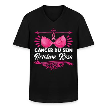 Cancer Du Sein Octobre Rose. - T-shirt col V Homme - noir - Devant - AI Model Male 178 dark (178cm)