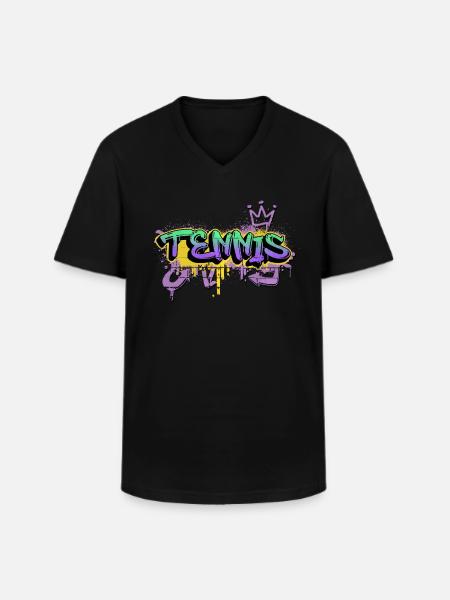 Tennis Graffiti Spray Sprayer Player Sports - Men's V-Neck T-Shirt - black
