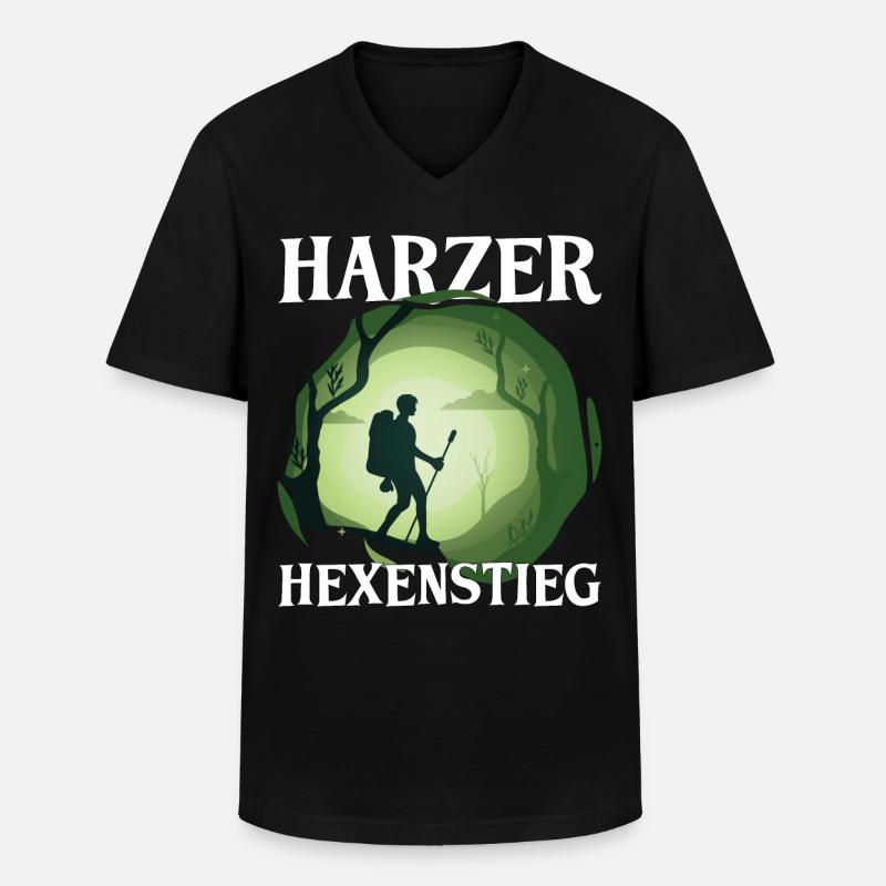 Harz Harzer Hexenstieg wandern Geschenk - Männer-T-Shirt mit V-Ausschnitt - Schwarz