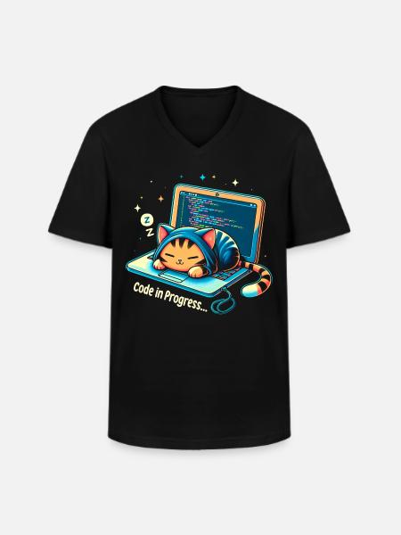 Code in Bearbeitung.. - Programming Cats - Männer-T-Shirt mit V-Ausschnitt - Schwarz