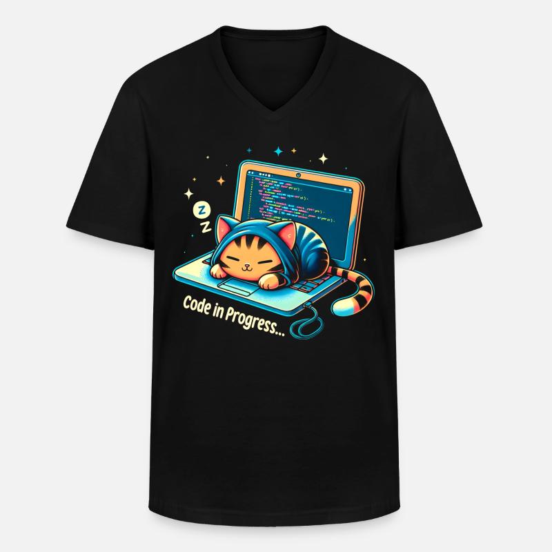 Code in progress.. - Programming Cats - Men's V-Neck T-Shirt - black