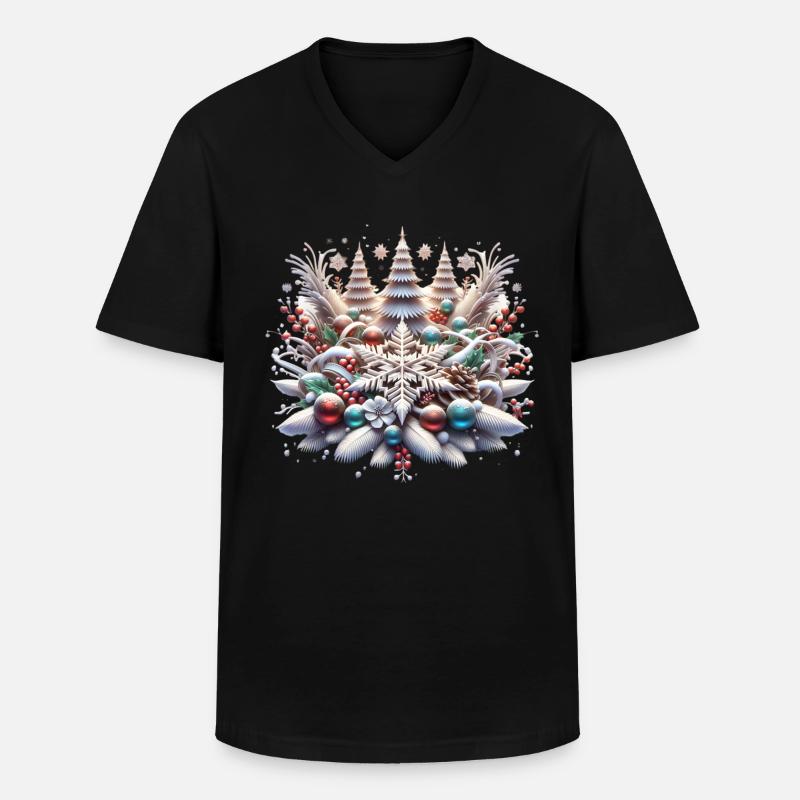 Weiße Weihnachten - Männer-T-Shirt mit V-Ausschnitt - Schwarz