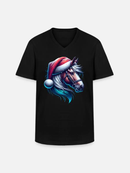 Weihnachts-Pferd - Männer-T-Shirt mit V-Ausschnitt - Schwarz