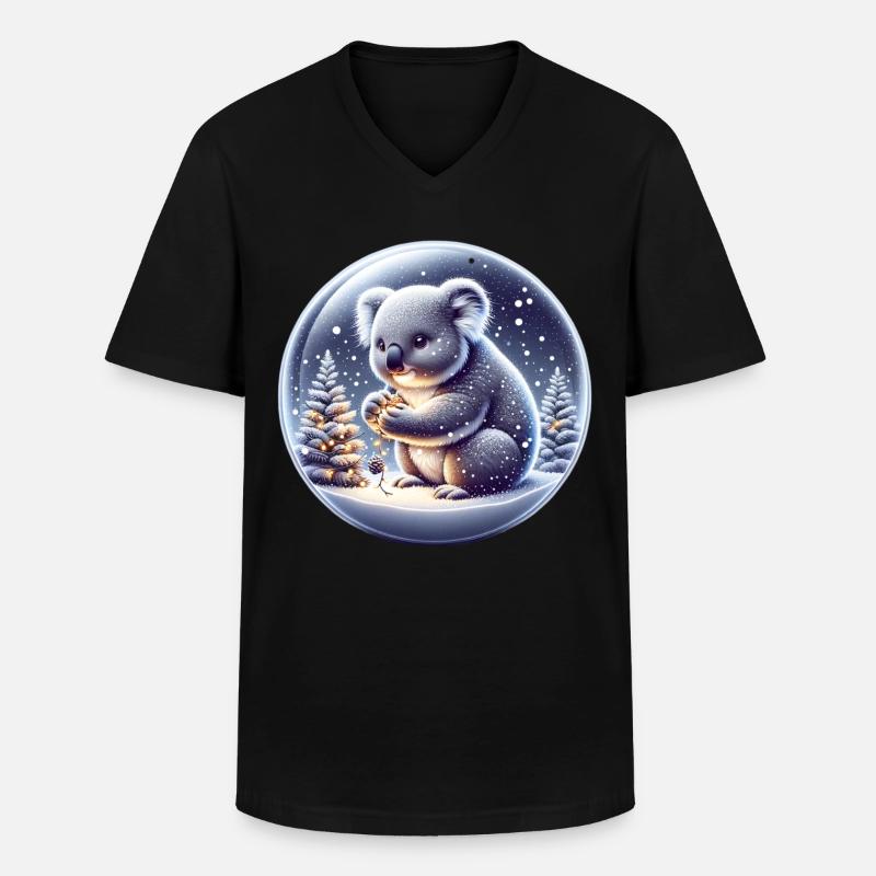 Koala Winter - Männer-T-Shirt mit V-Ausschnitt - Schwarz