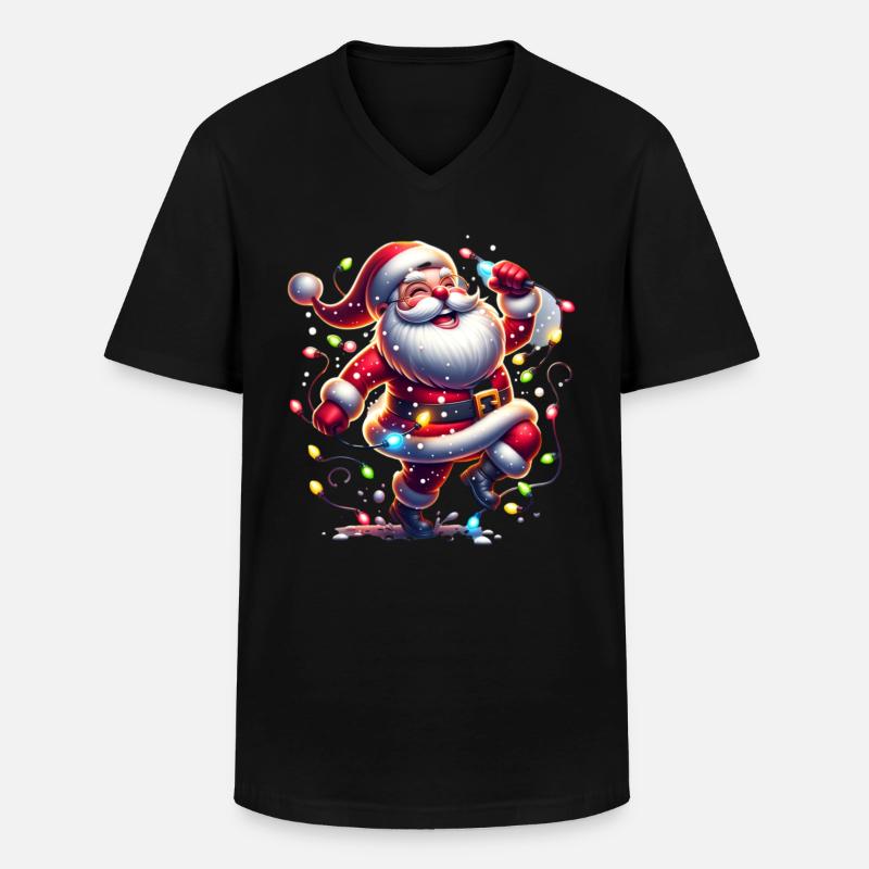 Weihnachtsmann Tanzt - Männer-T-Shirt mit V-Ausschnitt - Schwarz