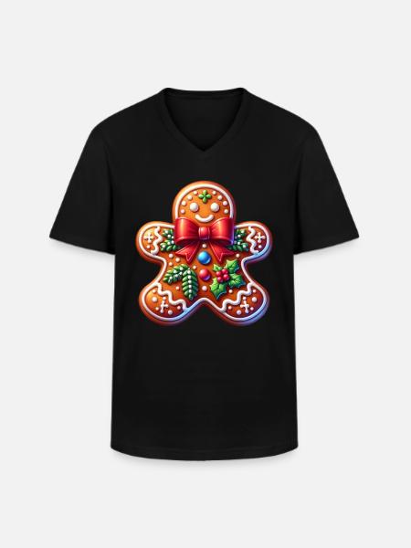 Lebkuchen Weihnachtsgeschenk - Männer-T-Shirt mit V-Ausschnitt - Schwarz