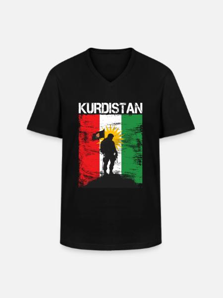 Kurdistan Flag,Kurdistan,Syria,Iraq,Iran,Flag - Men's V-Neck T-Shirt - black