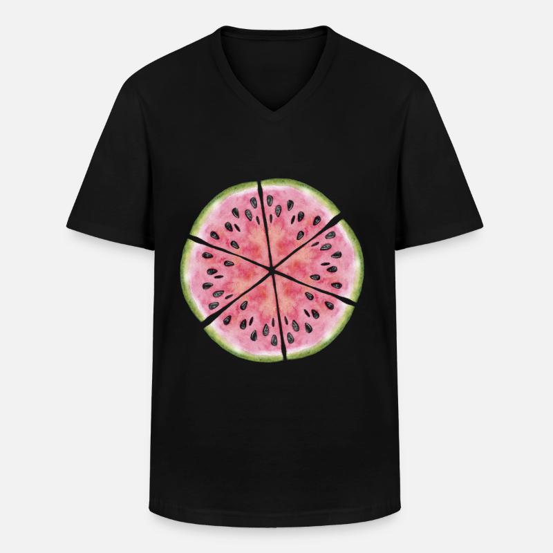 Wassermelone Obst Melone - Männer-T-Shirt mit V-Ausschnitt - Schwarz