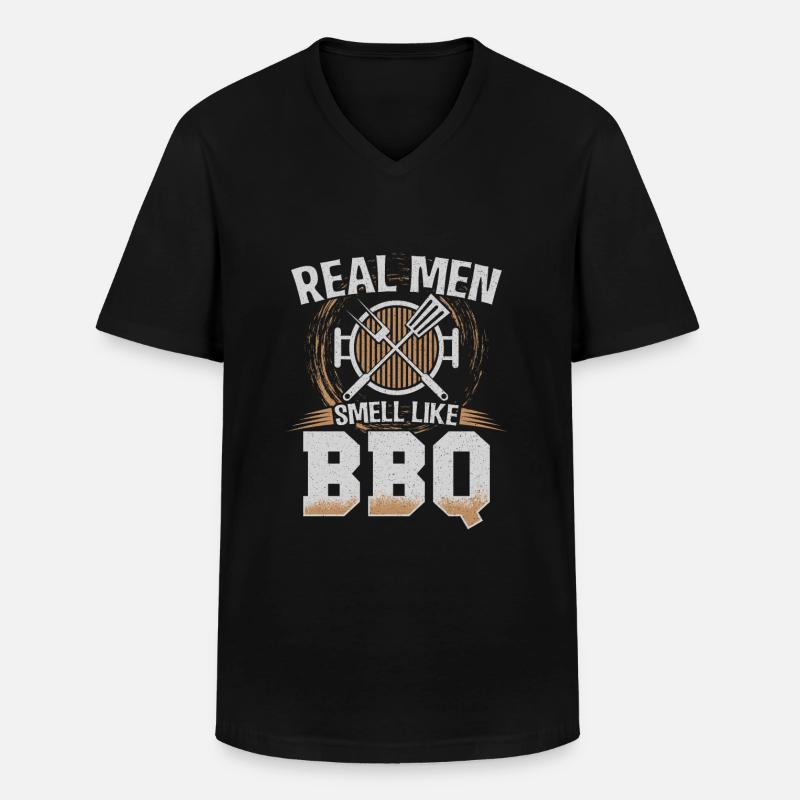 BBQ - Männer-T-Shirt mit V-Ausschnitt - Schwarz