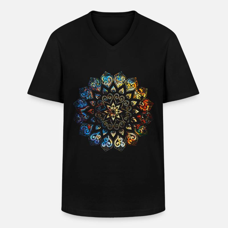 Mandala - Männer-T-Shirt mit V-Ausschnitt - Schwarz