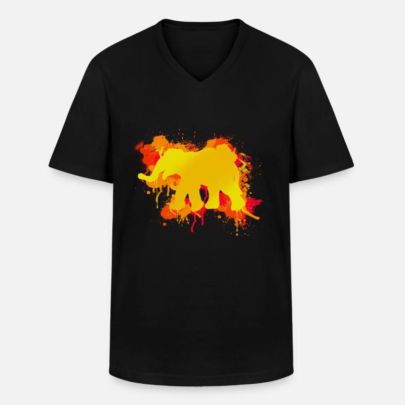 Elefant - Männer-T-Shirt mit V-Ausschnitt - Schwarz