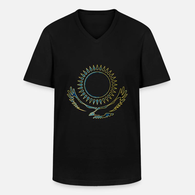 Kasachstan Adler edel - Männer-T-Shirt mit V-Ausschnitt - Schwarz