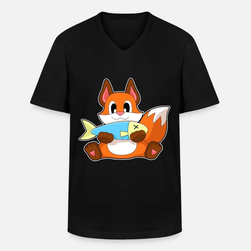 Fox Fish - Men's V-Neck T-Shirt - black