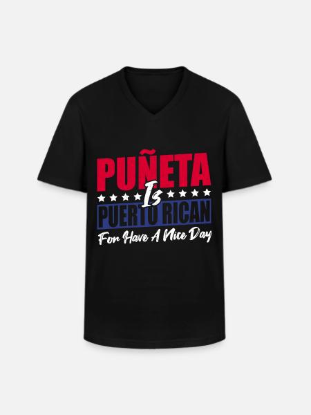 Camiseta Puerto Rico - Camiseta con cuello de pico hombre - negro