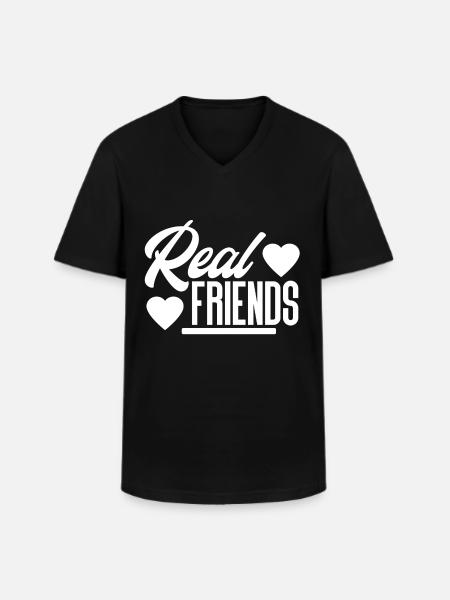 Real Friends Freundschaft Freunde - Men's V-Neck T-Shirt - black