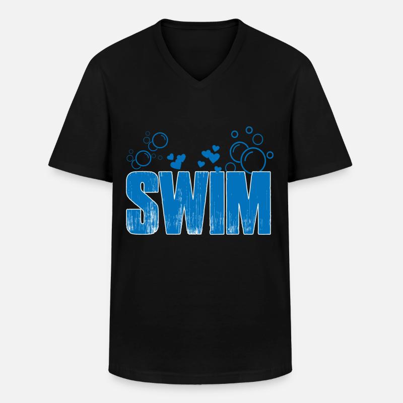 Schwimmen - Männer-T-Shirt mit V-Ausschnitt - Schwarz