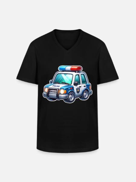 Polizei - Männer-T-Shirt mit V-Ausschnitt - Schwarz