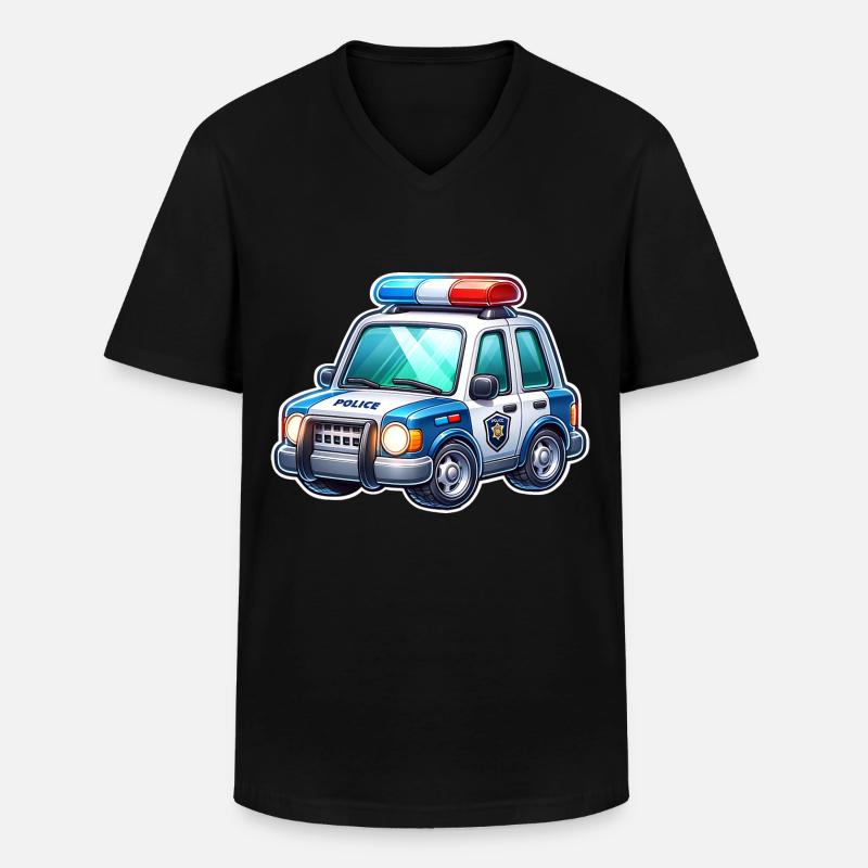 Polizei - Männer-T-Shirt mit V-Ausschnitt - Schwarz