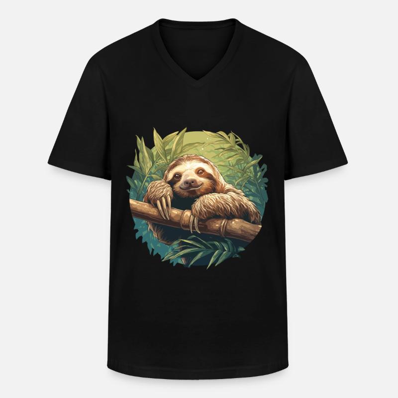 Faultiere Faultier - Männer-T-Shirt mit V-Ausschnitt - Schwarz
