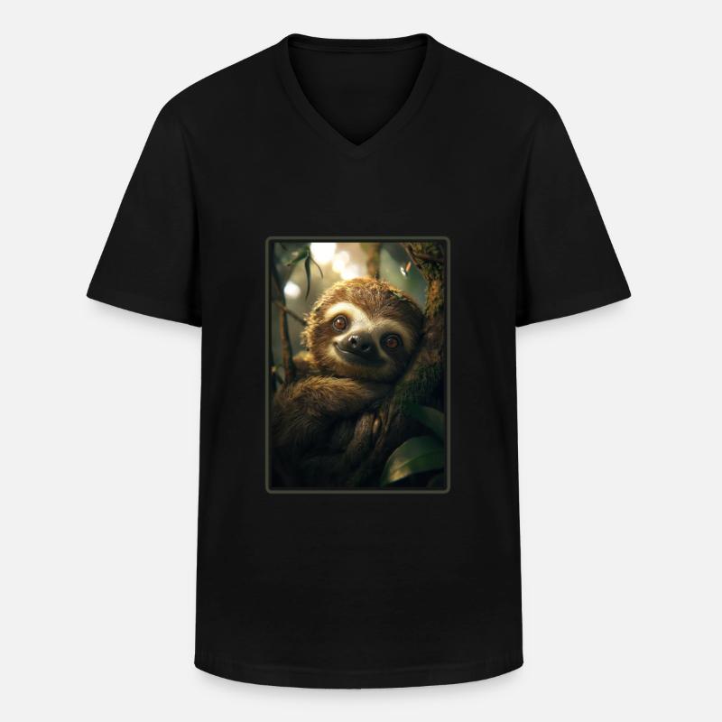 Faultiere Faultier - Männer-T-Shirt mit V-Ausschnitt - Schwarz