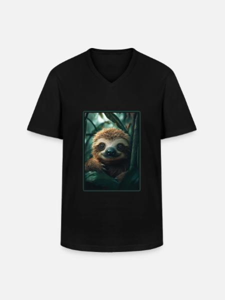 Sloths Sloth - Men's V-Neck T-Shirt - black