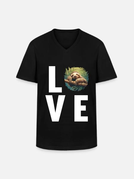 Sloths Sloth - Men's V-Neck T-Shirt - black