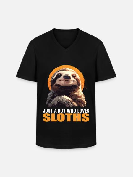 Sloths Sloth - Men's V-Neck T-Shirt - black