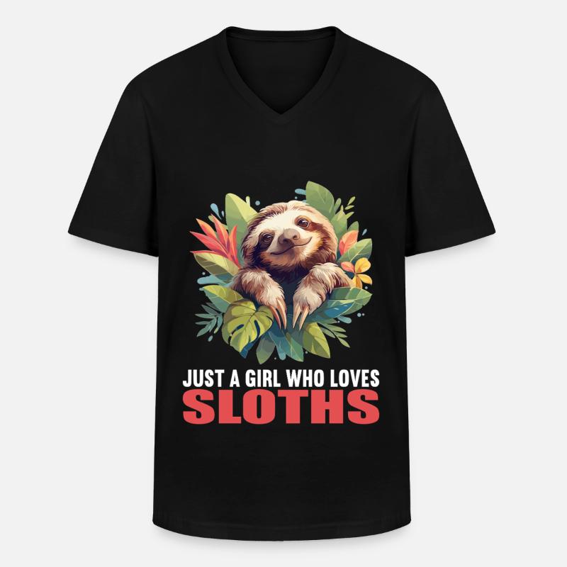 Faultiere Faultier - Männer-T-Shirt mit V-Ausschnitt - Schwarz