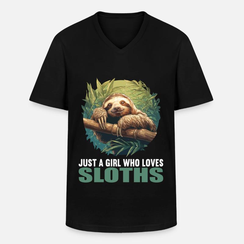 Sloths Sloth - Men's V-Neck T-Shirt - black