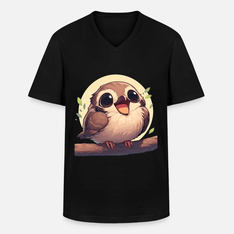 Spatzen Spatz - Männer-T-Shirt mit V-Ausschnitt - Schwarz