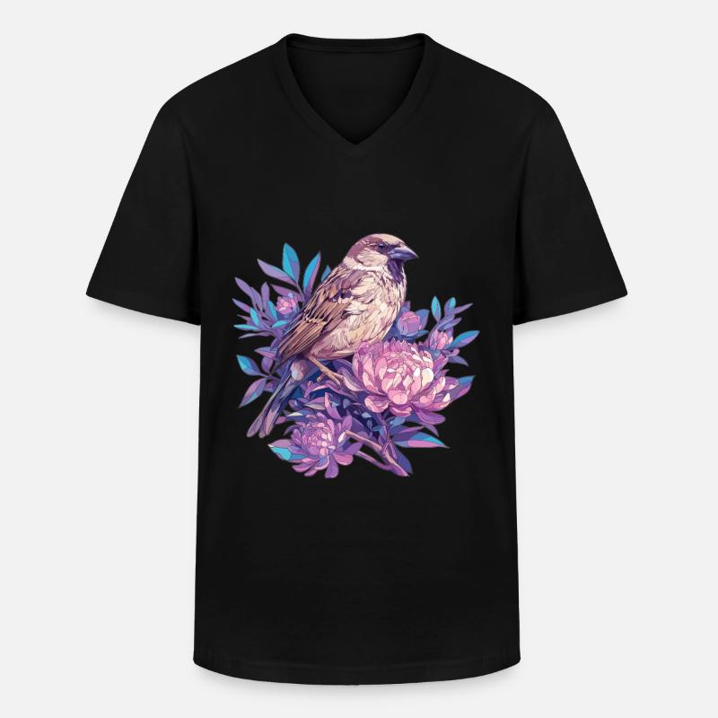 Spatzen Spatz - Männer-T-Shirt mit V-Ausschnitt - Schwarz