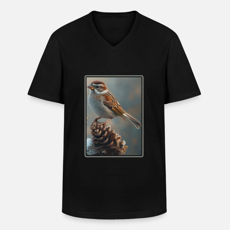 Spatzen Spatz - Männer-T-Shirt mit V-Ausschnitt - Schwarz