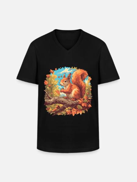 Eichhörnchen - Männer-T-Shirt mit V-Ausschnitt - Schwarz