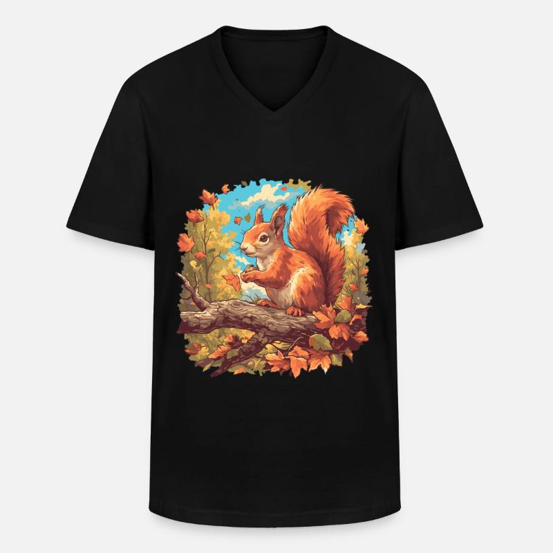 Eichhörnchen - Männer-T-Shirt mit V-Ausschnitt - Schwarz