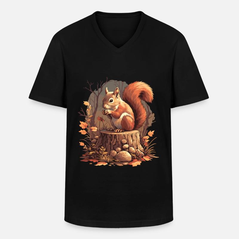 Squirrel - Men's V-Neck T-Shirt - black