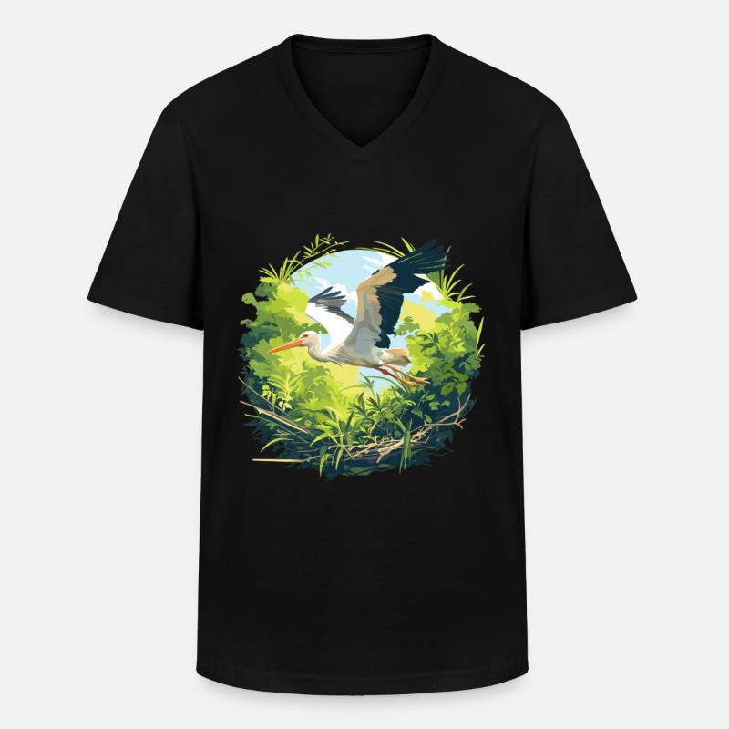 Störche Storch - Männer-T-Shirt mit V-Ausschnitt - Schwarz